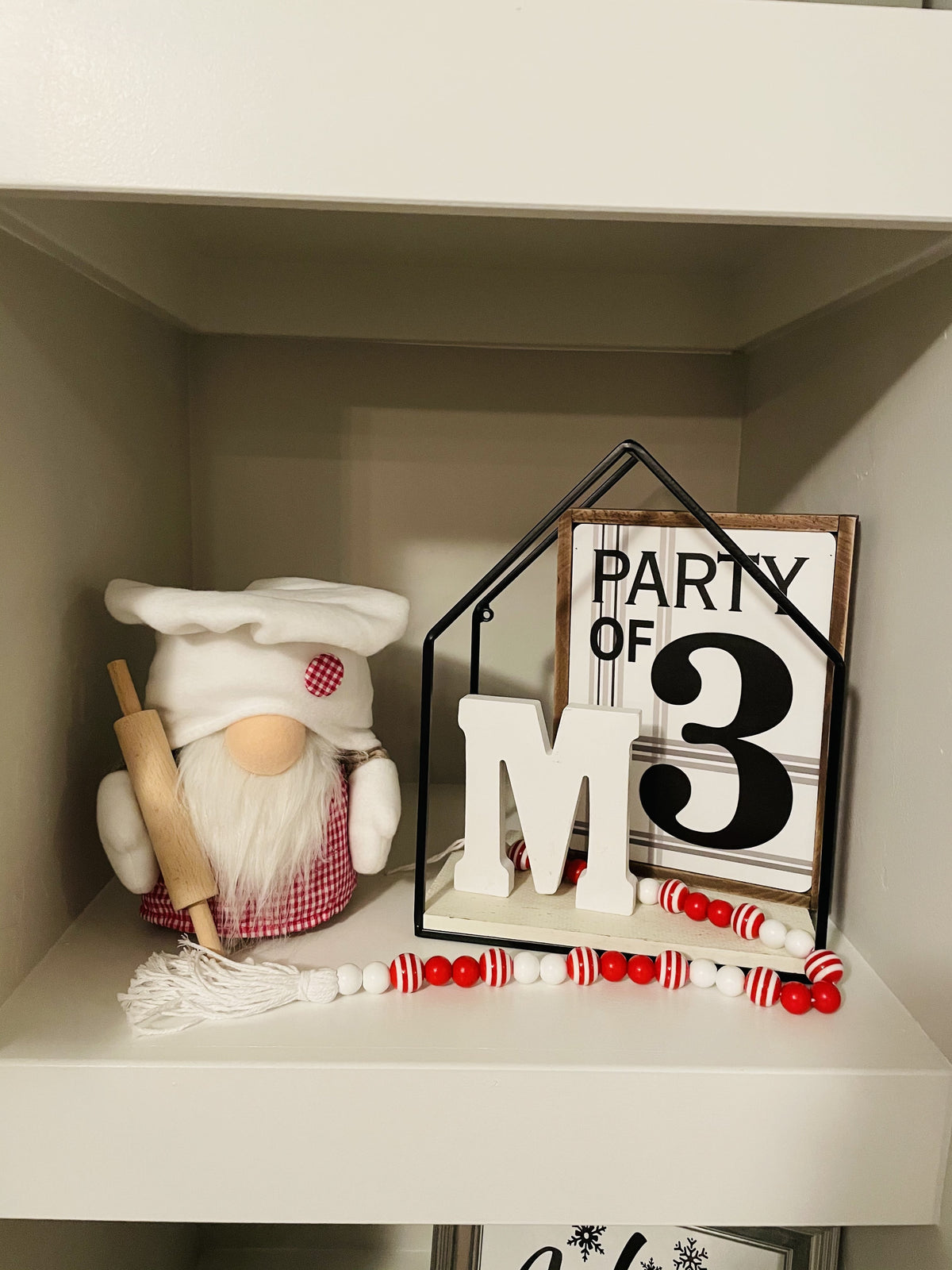 Red and White Plush Gnome Decor R6033