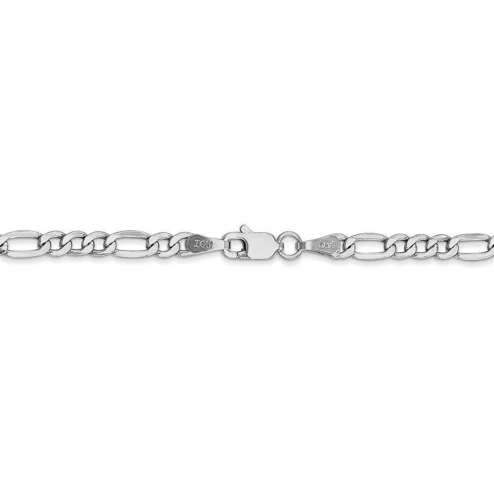 14kt White Gold Figaro Chain 24 inch Lobster Clasp D76412