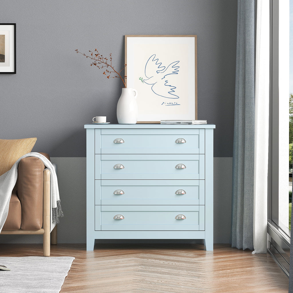 Antique Blue 4 Drawer Wooden Dresser S9779