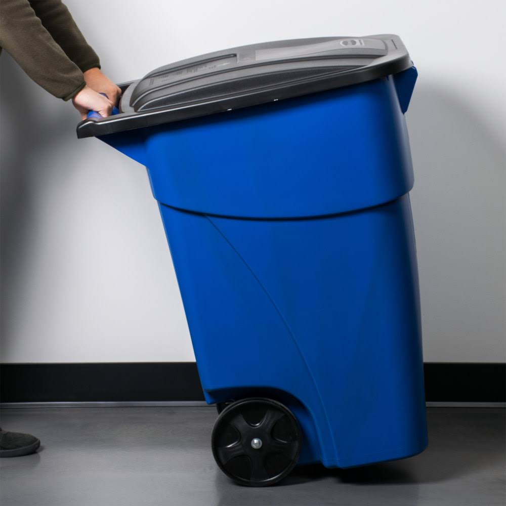 Blue 50 Gallon Recycling Rollout Container with Lid Y615444