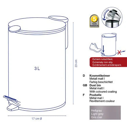 Light Grey 3L Dust Bin Mats O2412