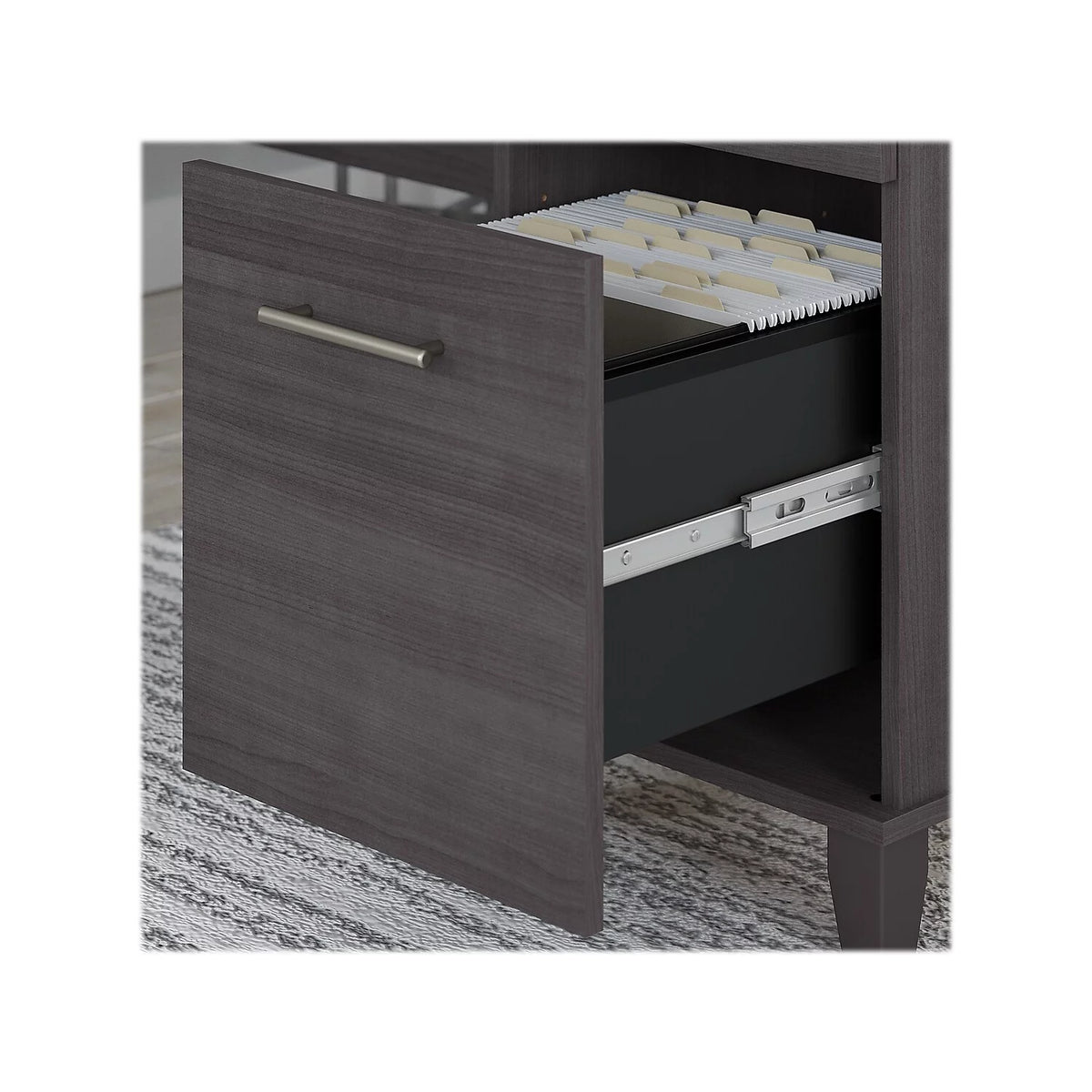 72W L Shaped Desk with Storage in Storm Gray L955174