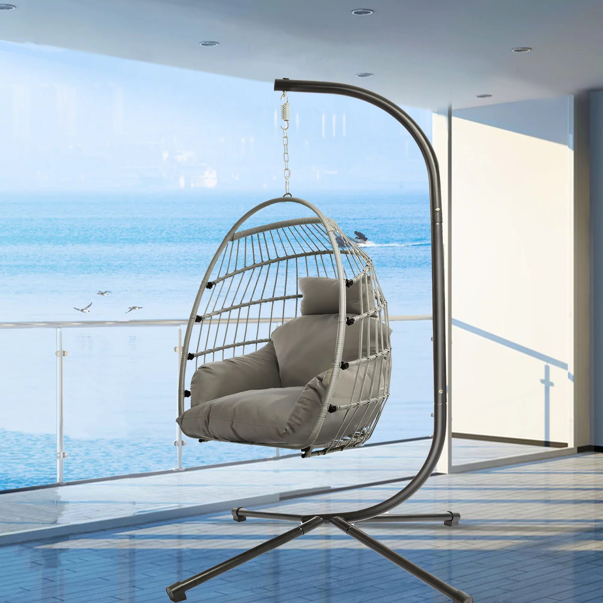 Indoor Outdoor Egg Swing Chair with Soft Cushion C786