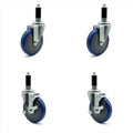 5 inch Blue Polyurethane Swivel Caster Set 2 Brake K74166