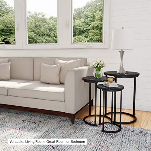 Set of 3 Round Faux Marble Nesting Tables D8756