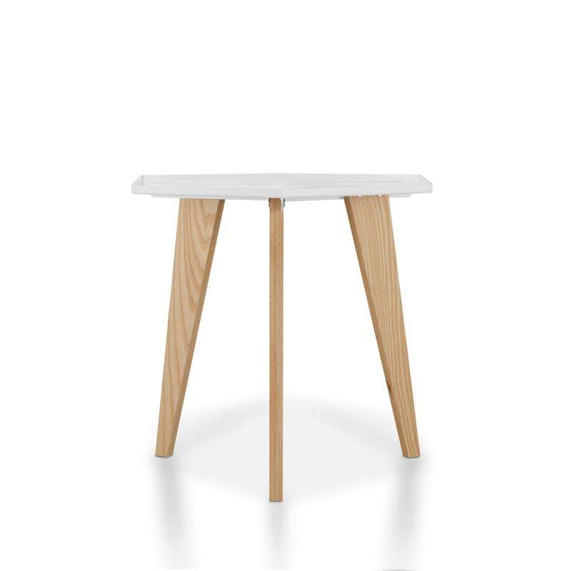 Modern Geometric End Table in White R197983