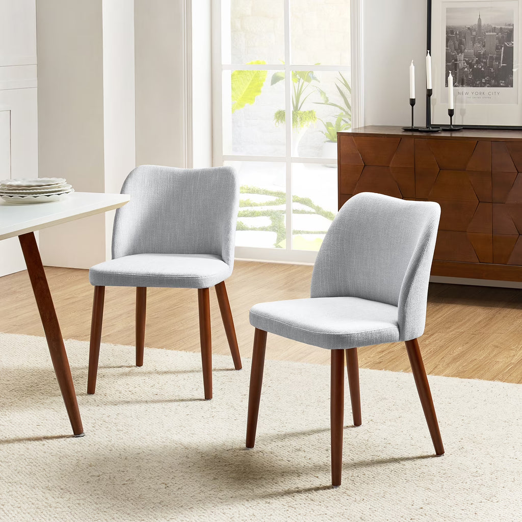 Gray Fabric Upholstered Dining Chairs Set of 2 I421289