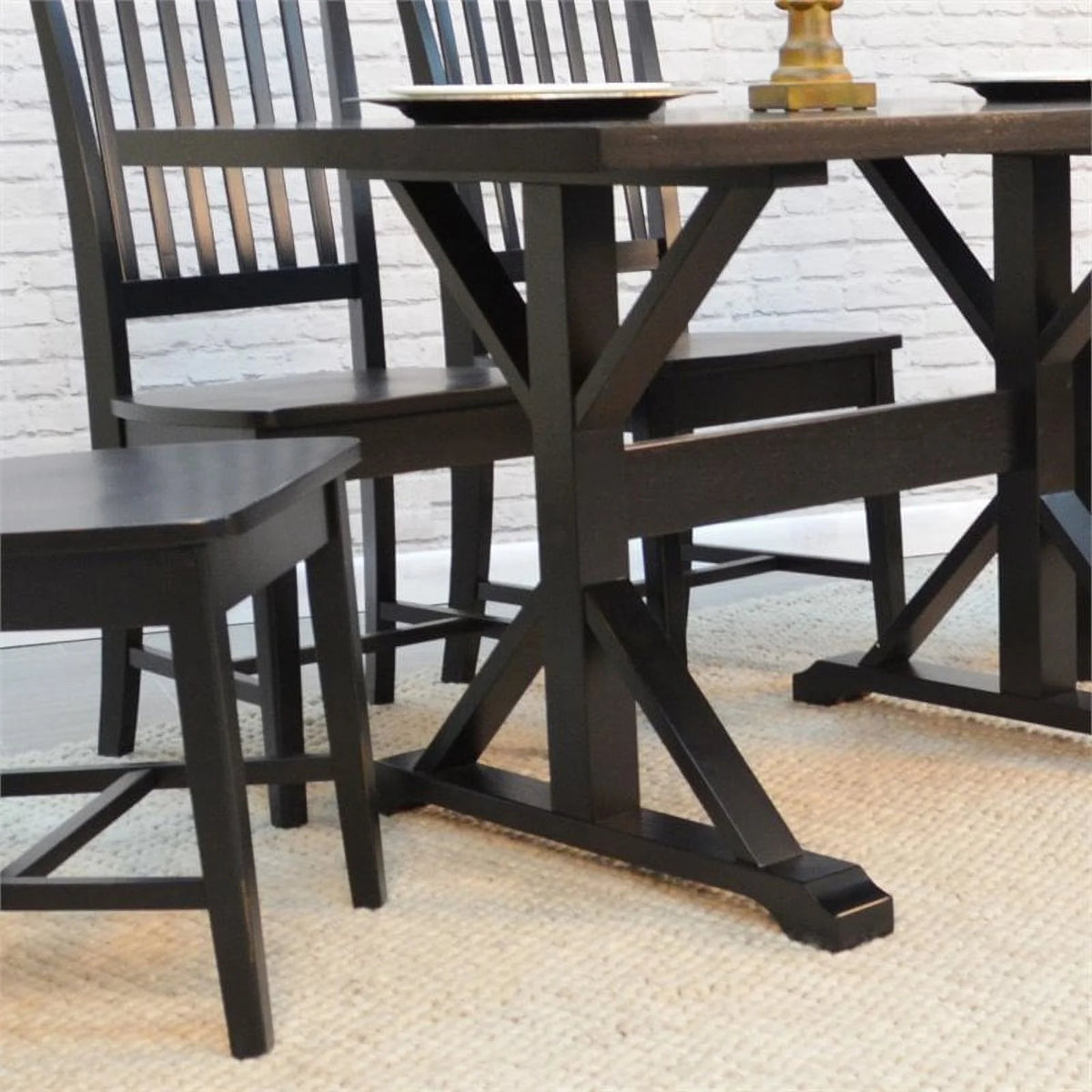 30 x 48 Trestle Table Antique Black S493