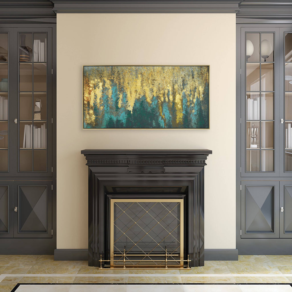 Liquid Gold Abstract Framed Embellished Foiled Canvas X370