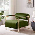 Olive Green Velvet Armchair with Gold Frame R244958