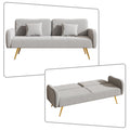 Grey Linen Upholstered Futon Sofa Bed with Two Pillows J62842