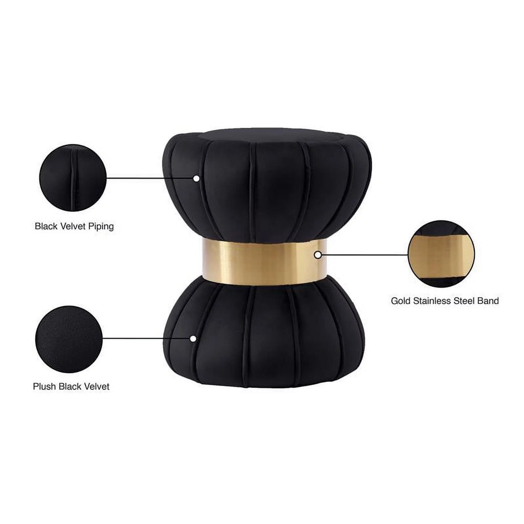 Black Velvet Ottoman Stool N75328