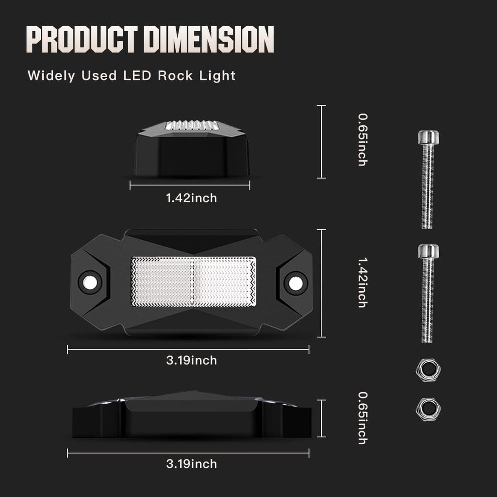 White LED Rock Lights 8PCS Pack of 2 L4947