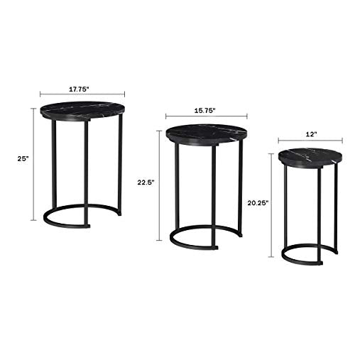 Set of 3 Round Faux Marble Nesting Tables D8756