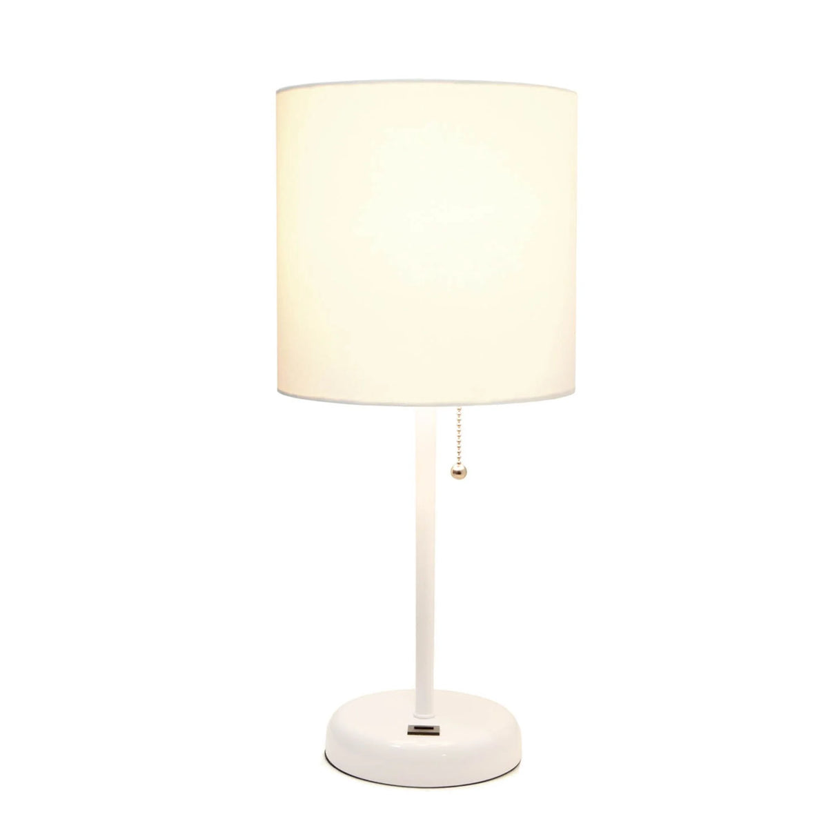 White Stick Lamp with Fabric Shade Q2536