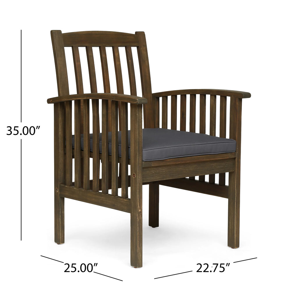 Acacia Wood Outdoor Dining Chairs with Cushion, Set of 2 J867688