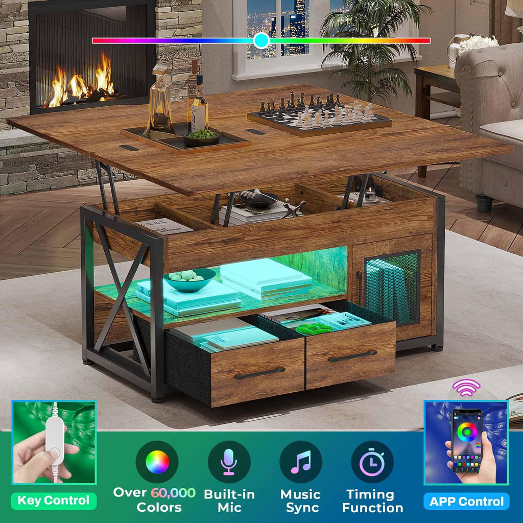 40" Lift Top Coffee Table with Storage Cabinet A735