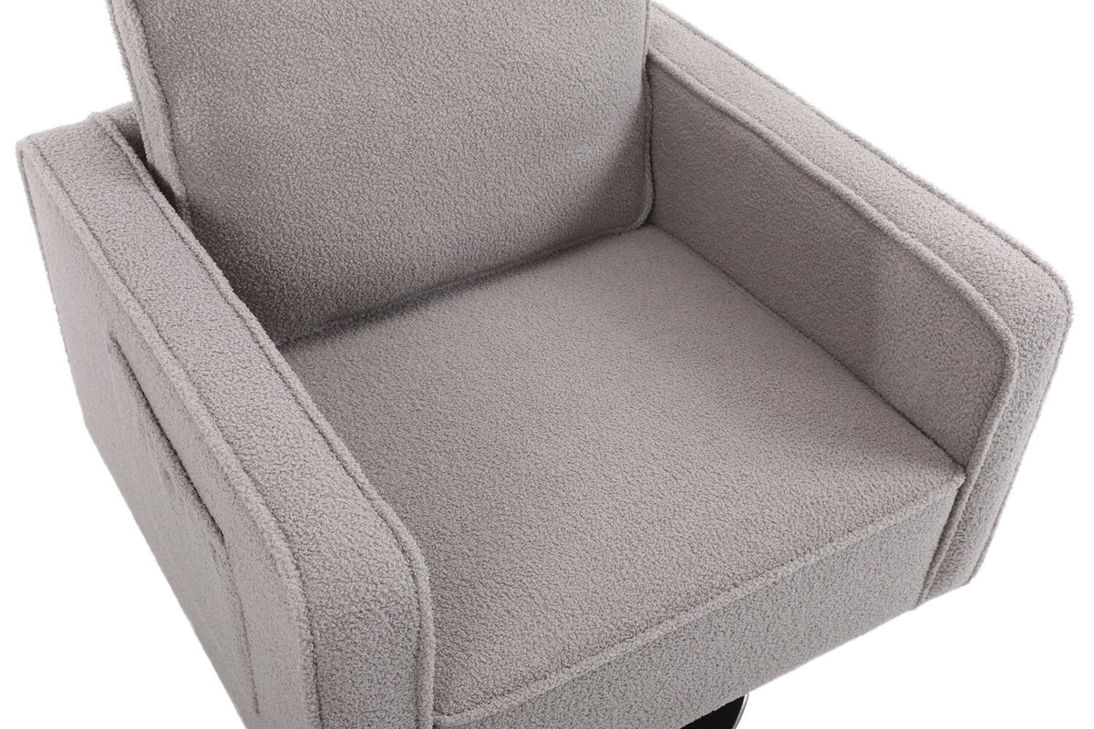 Grey Teddy Fabric Swivel Accent Chair U818