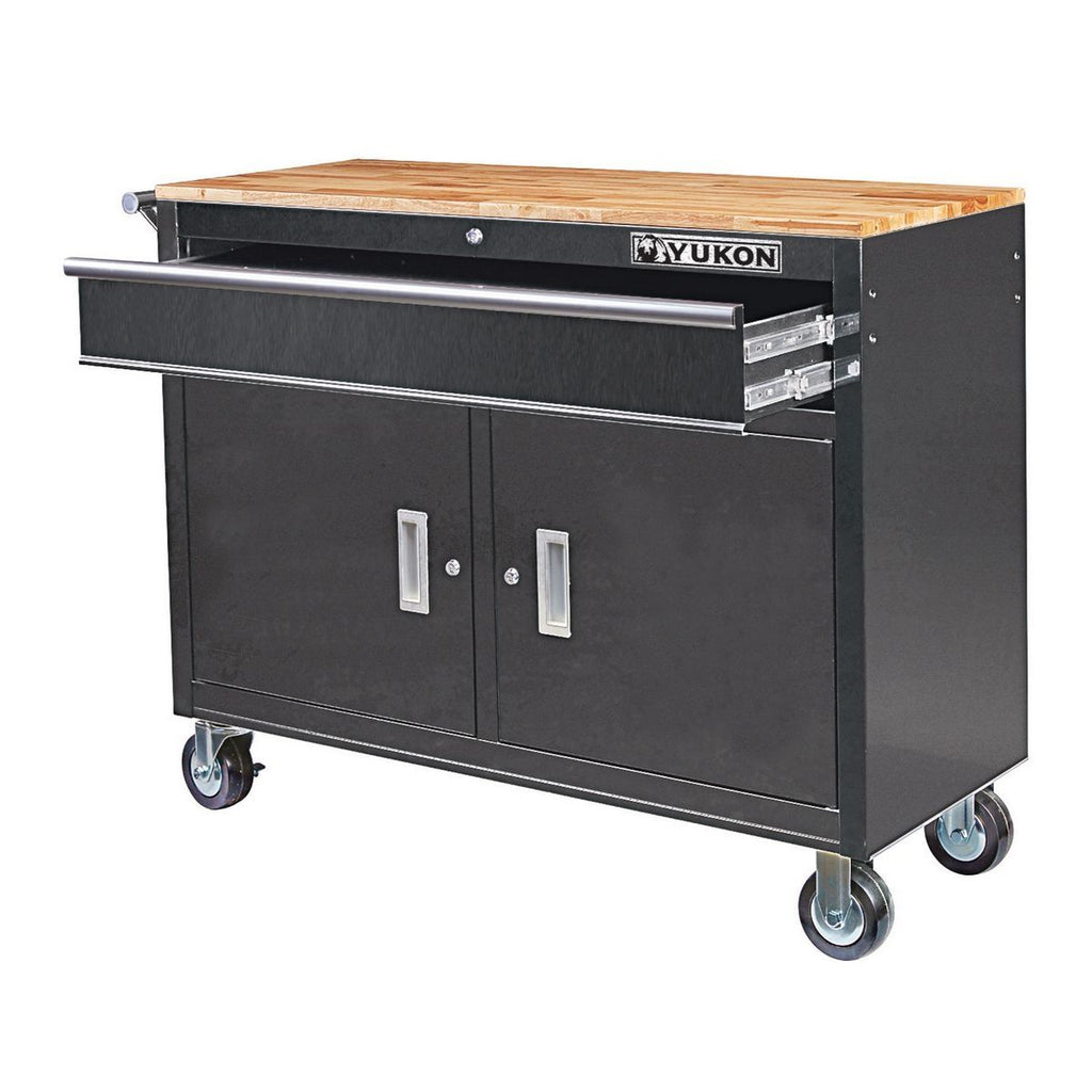 46 in. Mobile Workbench with Solid Wood Top O606312