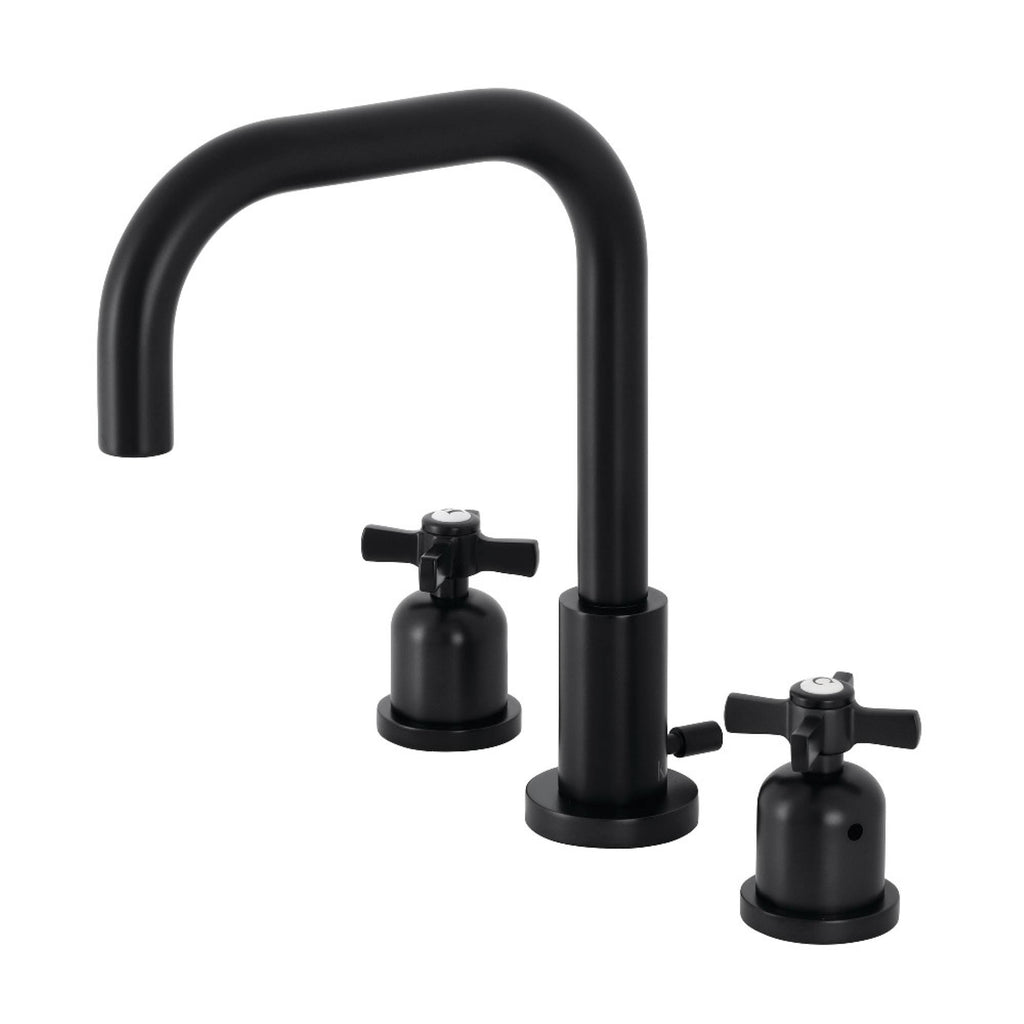 Matte Black Widespread Bathroom Faucet with Brass Pop-Up X7850