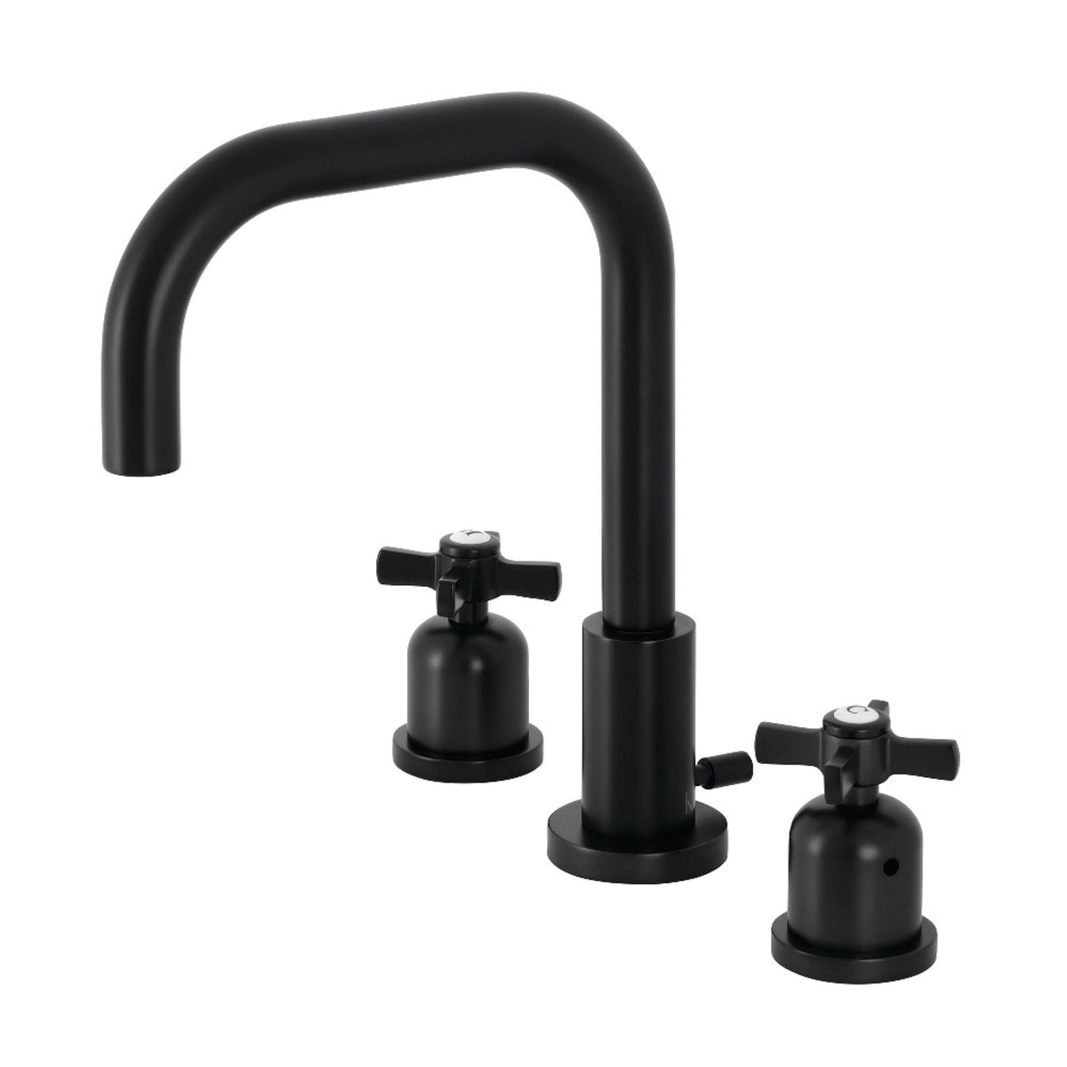 Matte Black Widespread Bathroom Faucet with Brass Pop-Up X7850