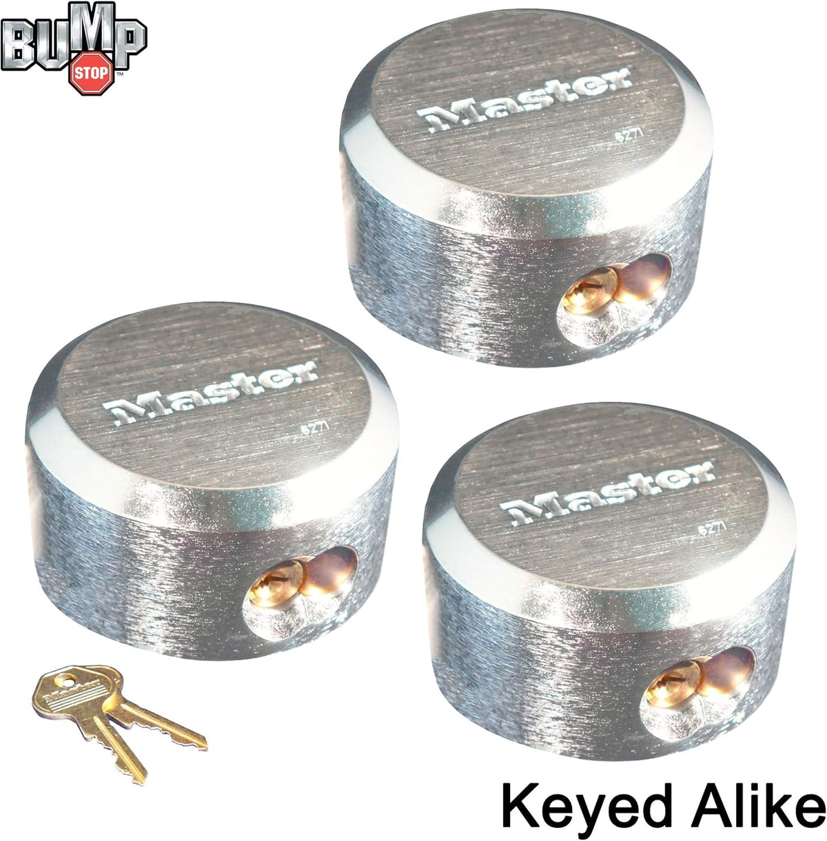 3 Keyed Alike Padlocks with BumpStop Technology E56649
