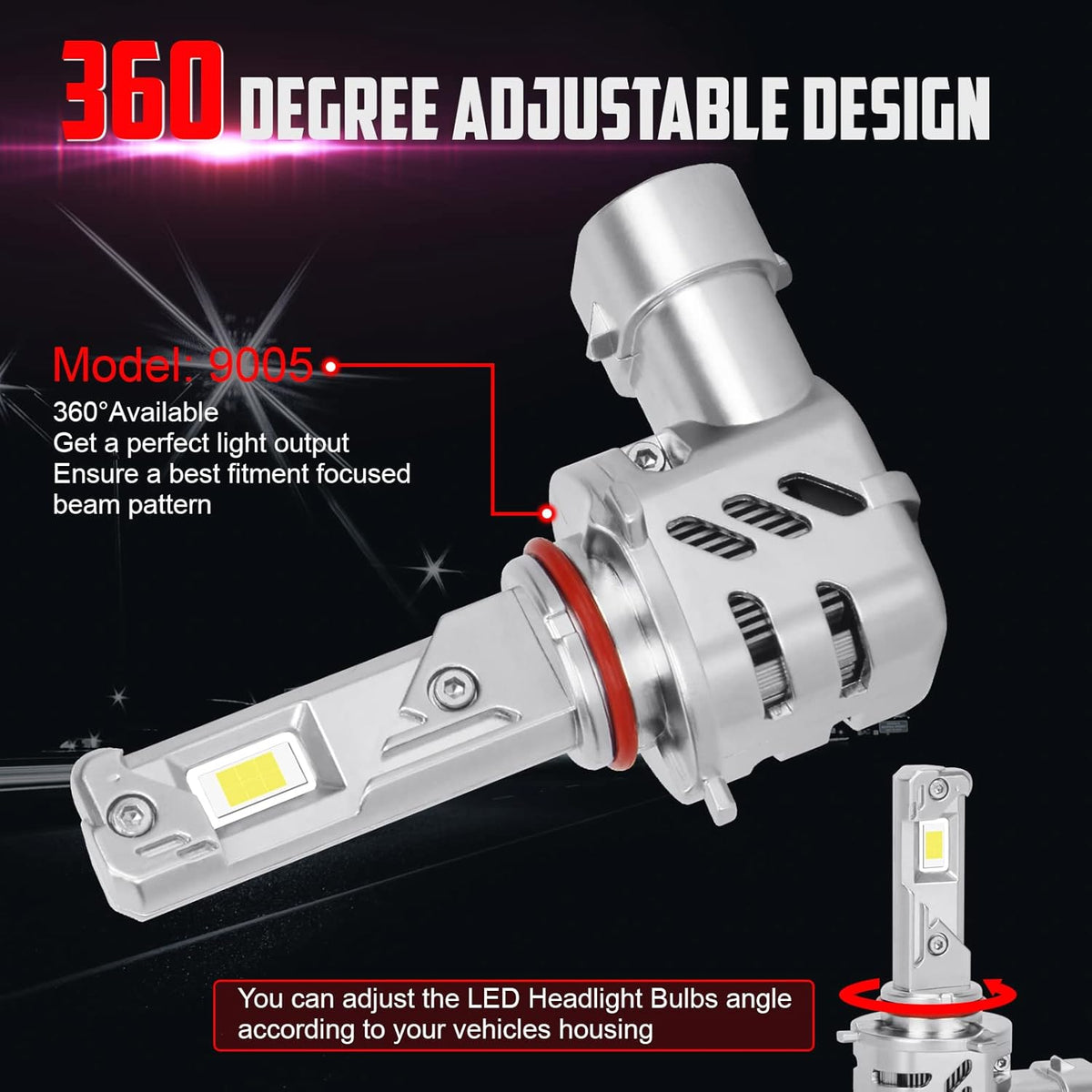 9005 LED Headlight Bulbs 6000K Xenon White, 2 Pack O874641