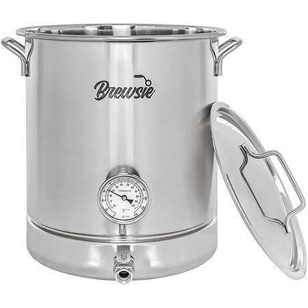 10 Gallon Stainless Steel Home Brew Kettle with False Bottom Thermometer and Ball Valve E734
