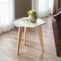 Modern Geometric End Table in White R197983
