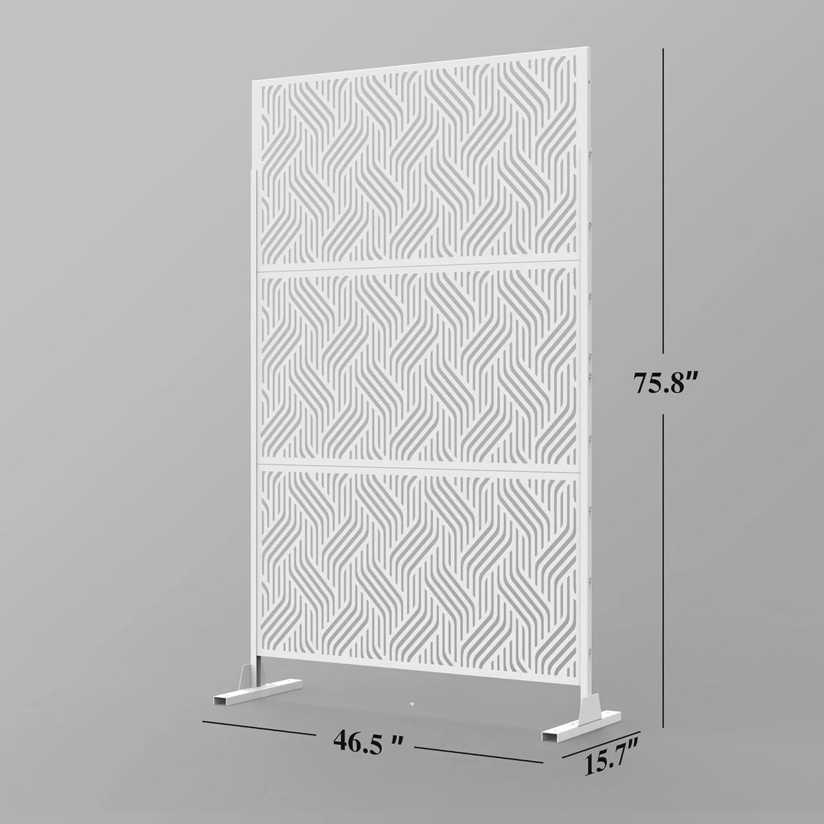 White Freestanding Metal Privacy Screen L315542