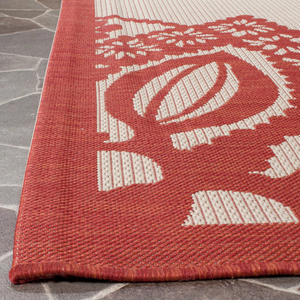 Beige Red Medallion Indoor/Outdoor Area Rug 4' x 5'7" N1587