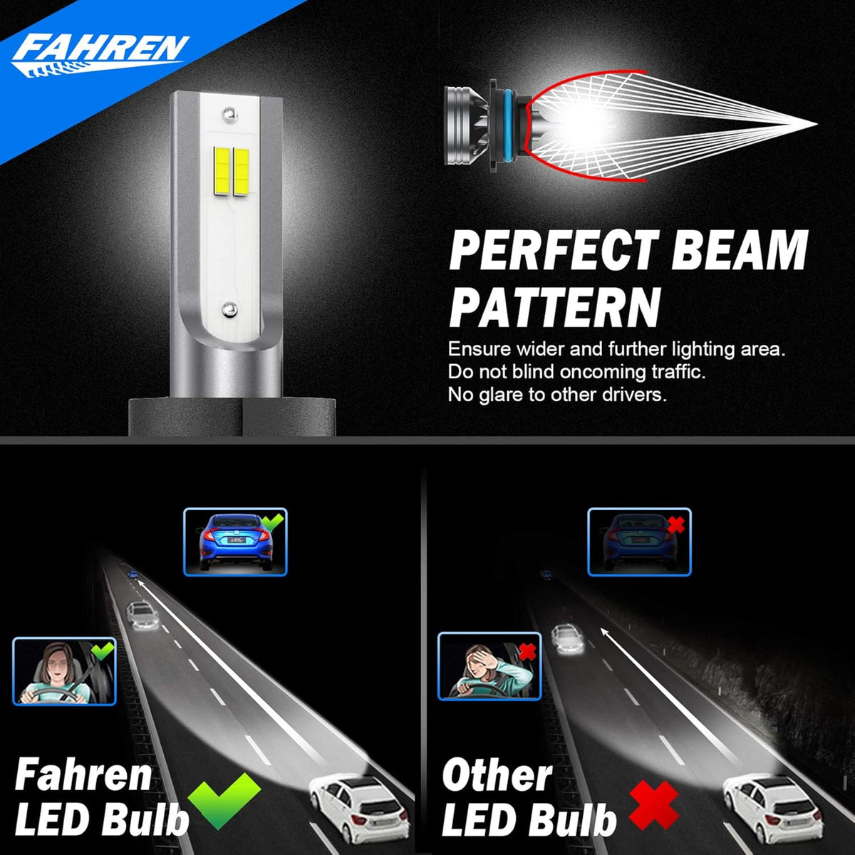 9008/H13 LED Headlight Bulbs, 70W 14000LM 6500K Cool White, Pack of 2 V388