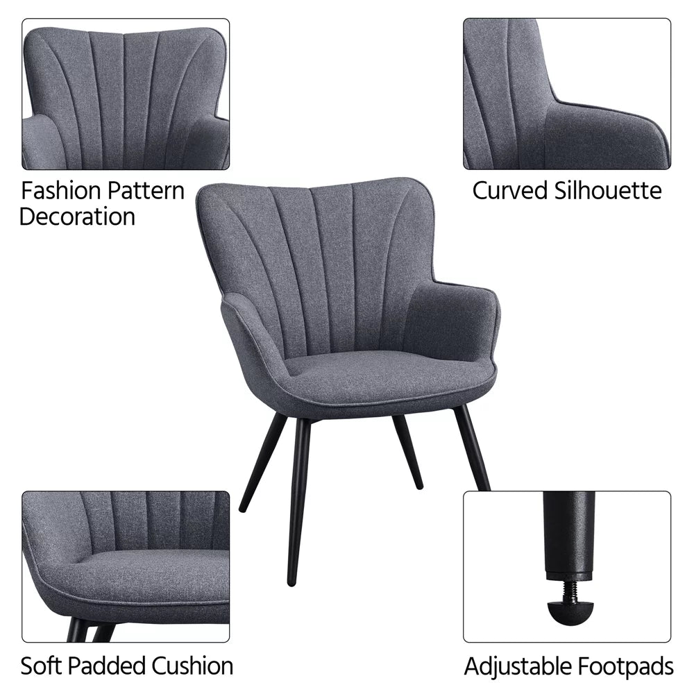 Gray Upholstered Fabric Wingback Armchair G7716