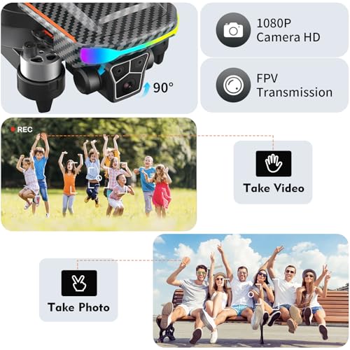 Foldable FPV Drone with Camera, Brushless Motor, 2 Battery V7116