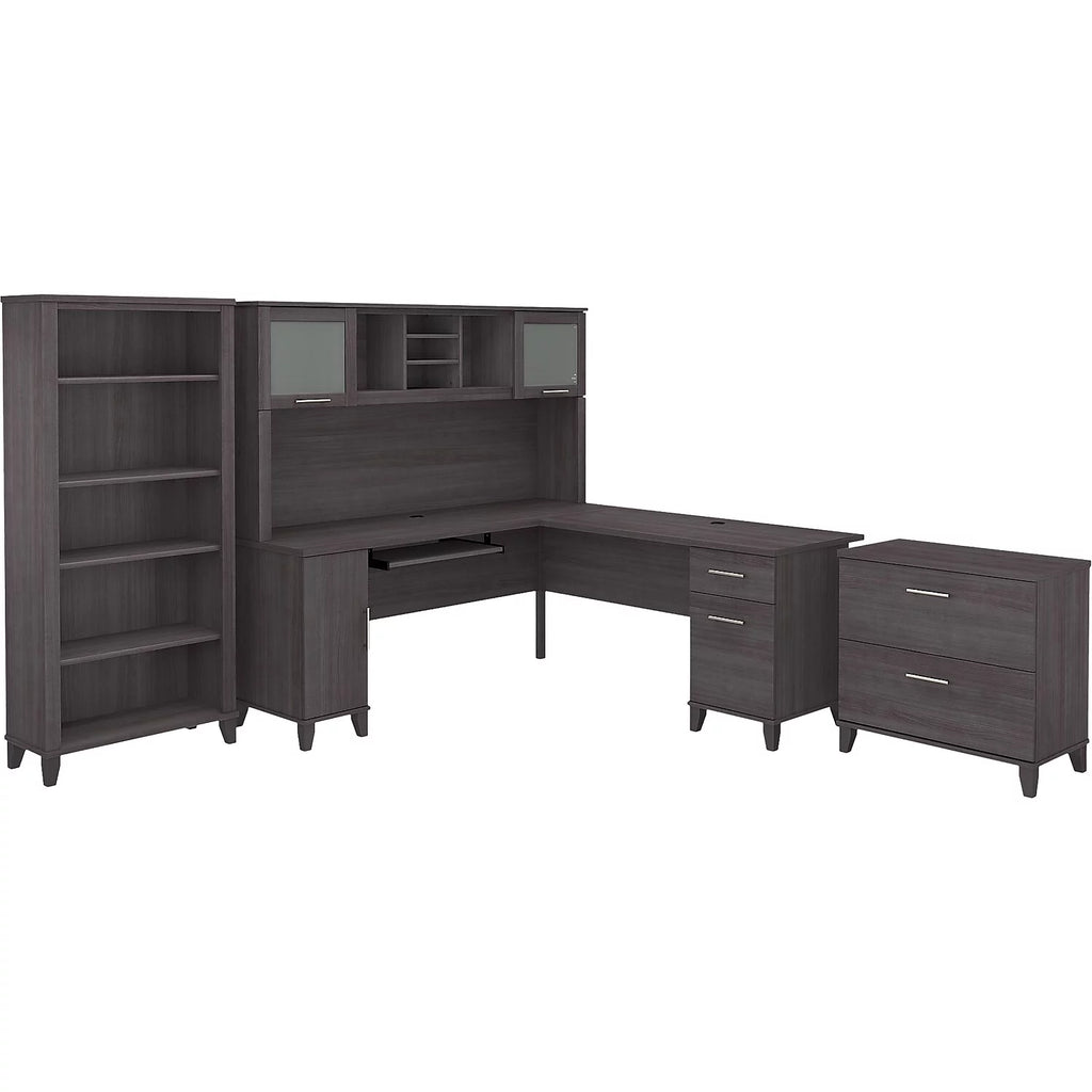 72W L Shaped Desk with Storage in Storm Gray L955174