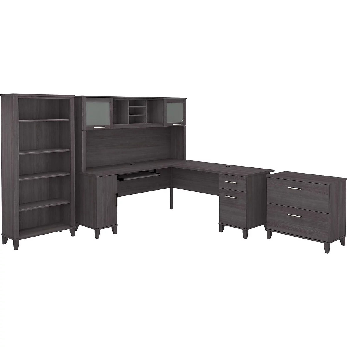 72W L Shaped Desk with Storage in Storm Gray L955174