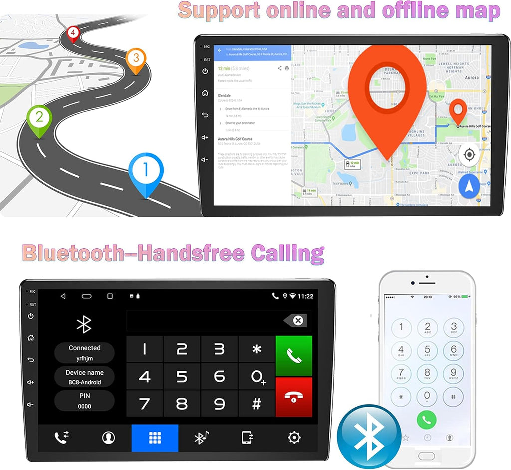 9 inch Double Din Car Stereo with Wireless Carplay Android Auto Backup Camera Touchscreen Q8913