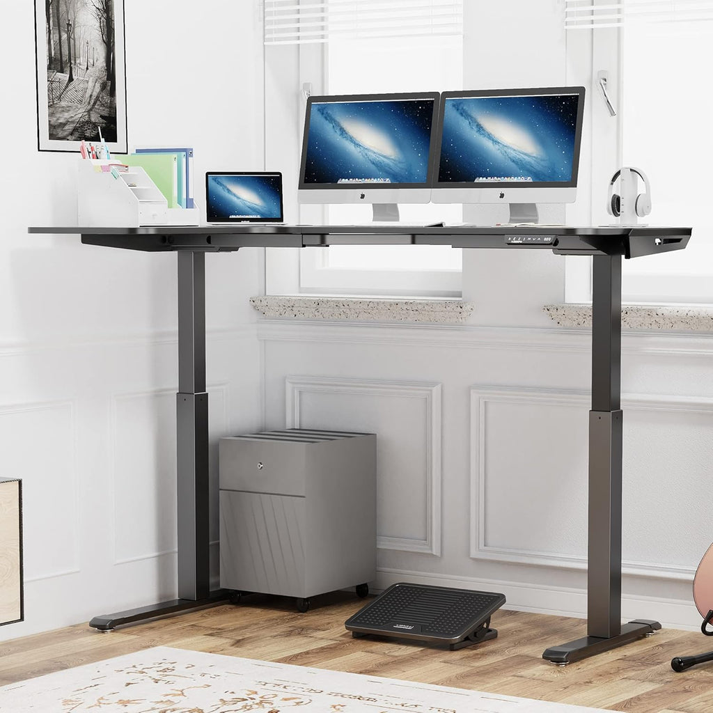 61" Dual Motor Electric Height Adjustable L Shaped Standing Desk with Mouse Pad W242