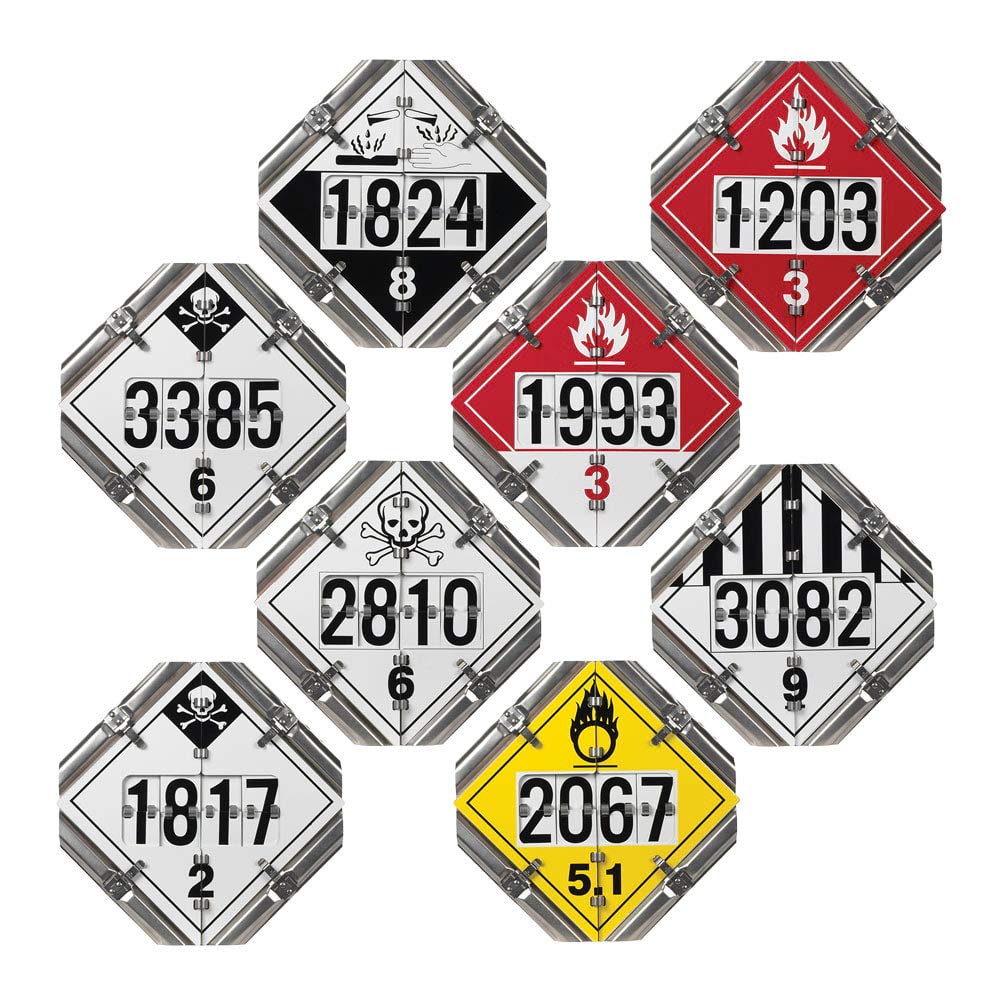 Aluminum Flip File Placard, 8-Legend Numbered Set, 13.75 x 13.75 Unpainted Back Plate with 4 Clipped Corners Q385