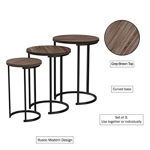 Set of 3 Round Faux Marble Nesting Tables D8756