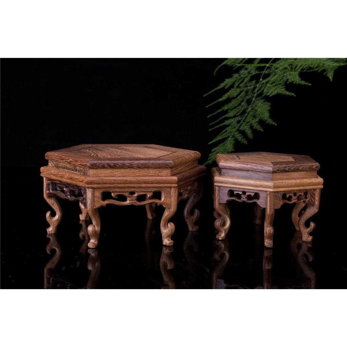 Hand Craft Hexagon Rosewood Fishbowl Vase Stand S14905