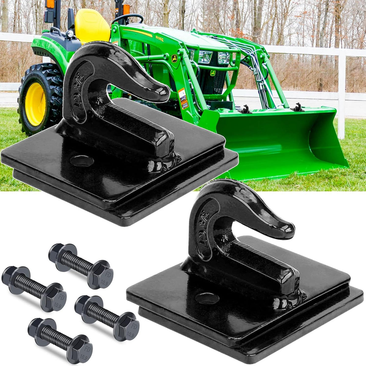 3/8" Bolt On Tractor Bucket Hooks, 2 Pack, Red O565522
