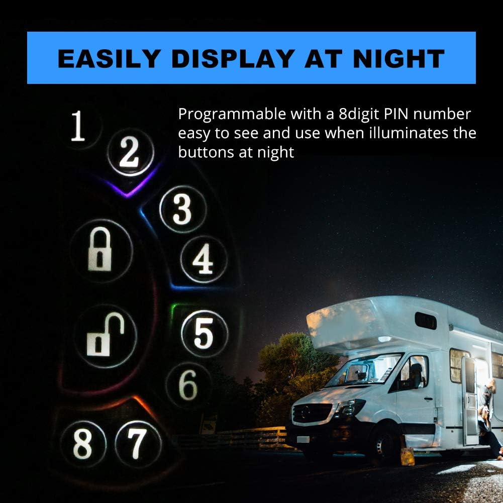 RV Keyless Entry Door Lock Handle Latch Zinc Alloy Wireless with Keypad Black P79833