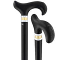 Black Leather Derby Walking Cane with Beechwood Shaft Q2213