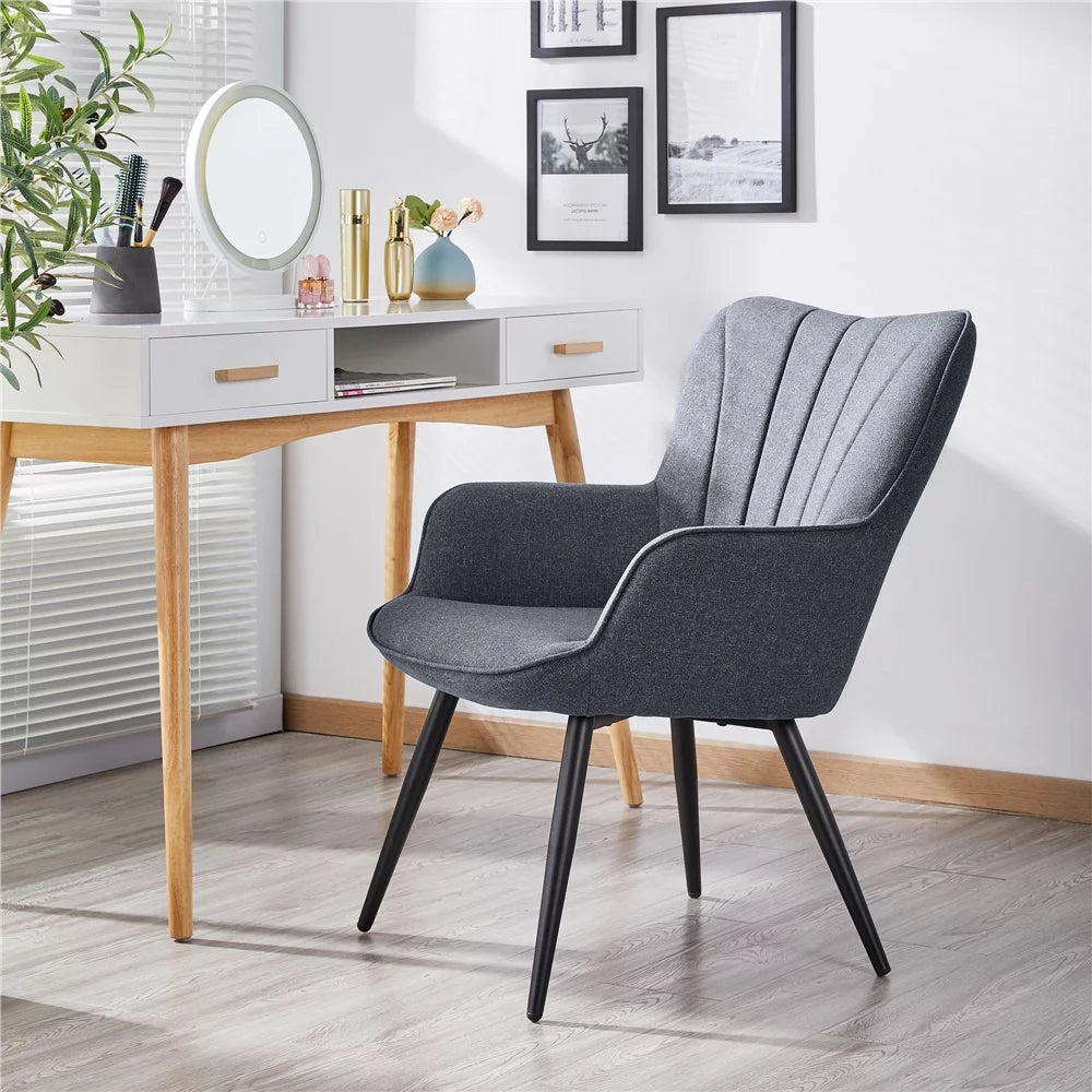Gray Upholstered Fabric Wingback Armchair G7716