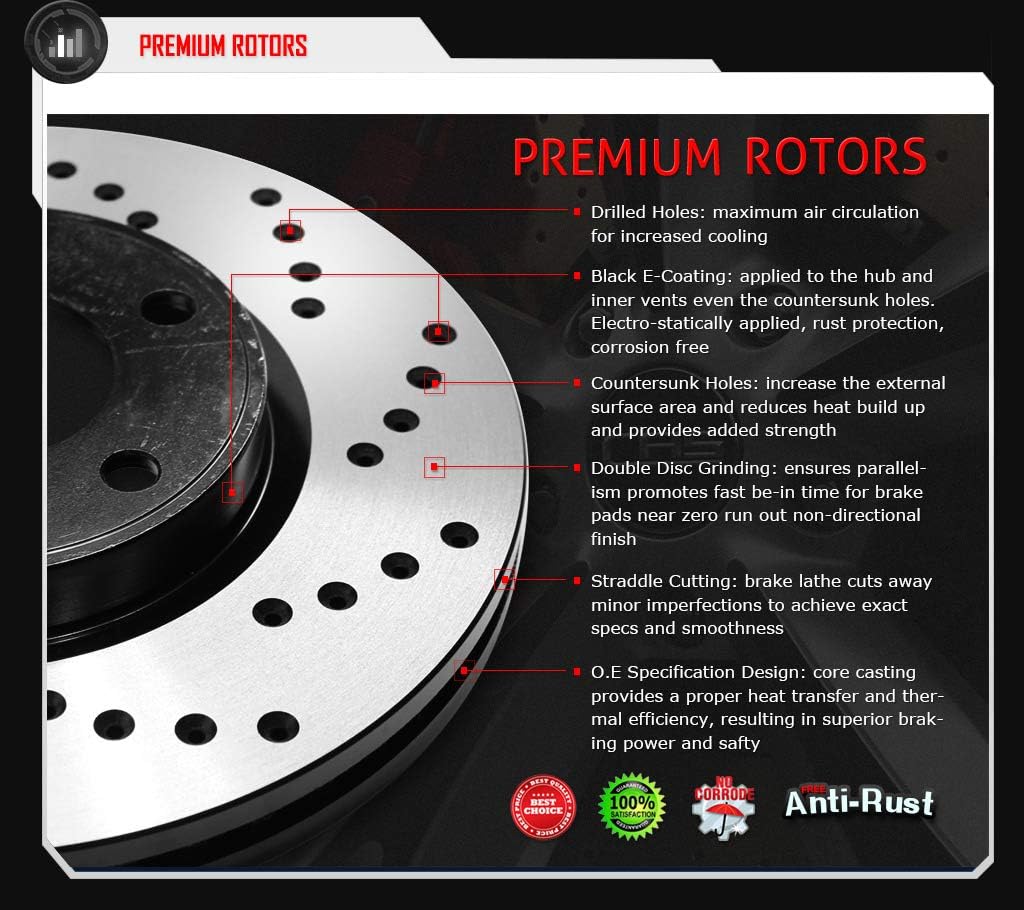 Front Coated Drill Brake Rotors Pads M9662
