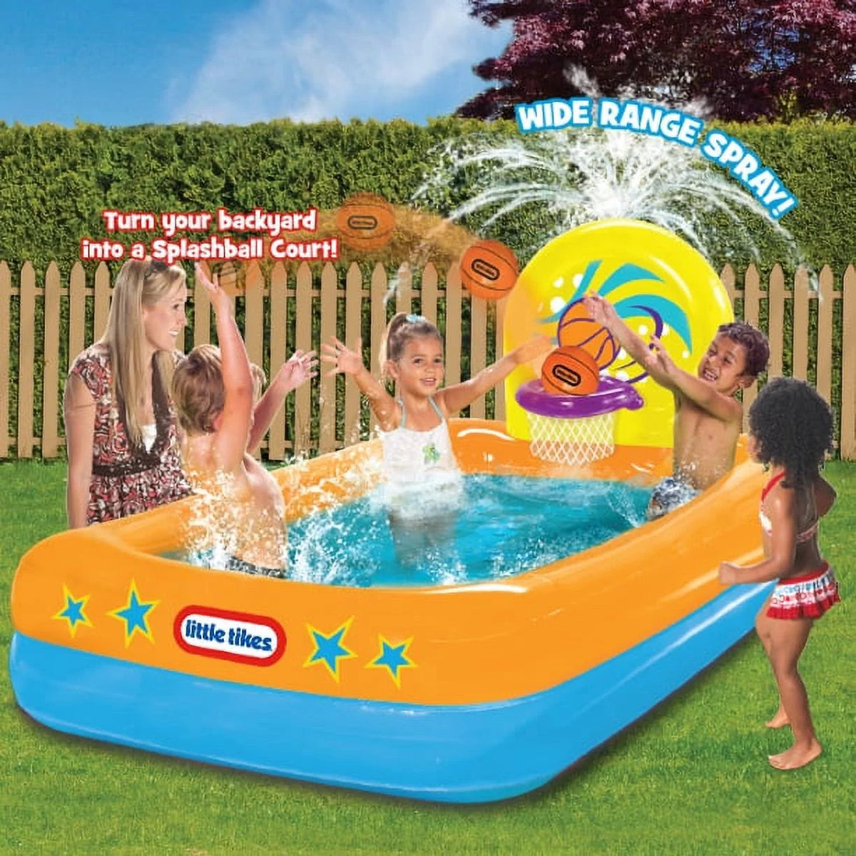 Inflatable Pool with Basketball Hoop and Ball D311254