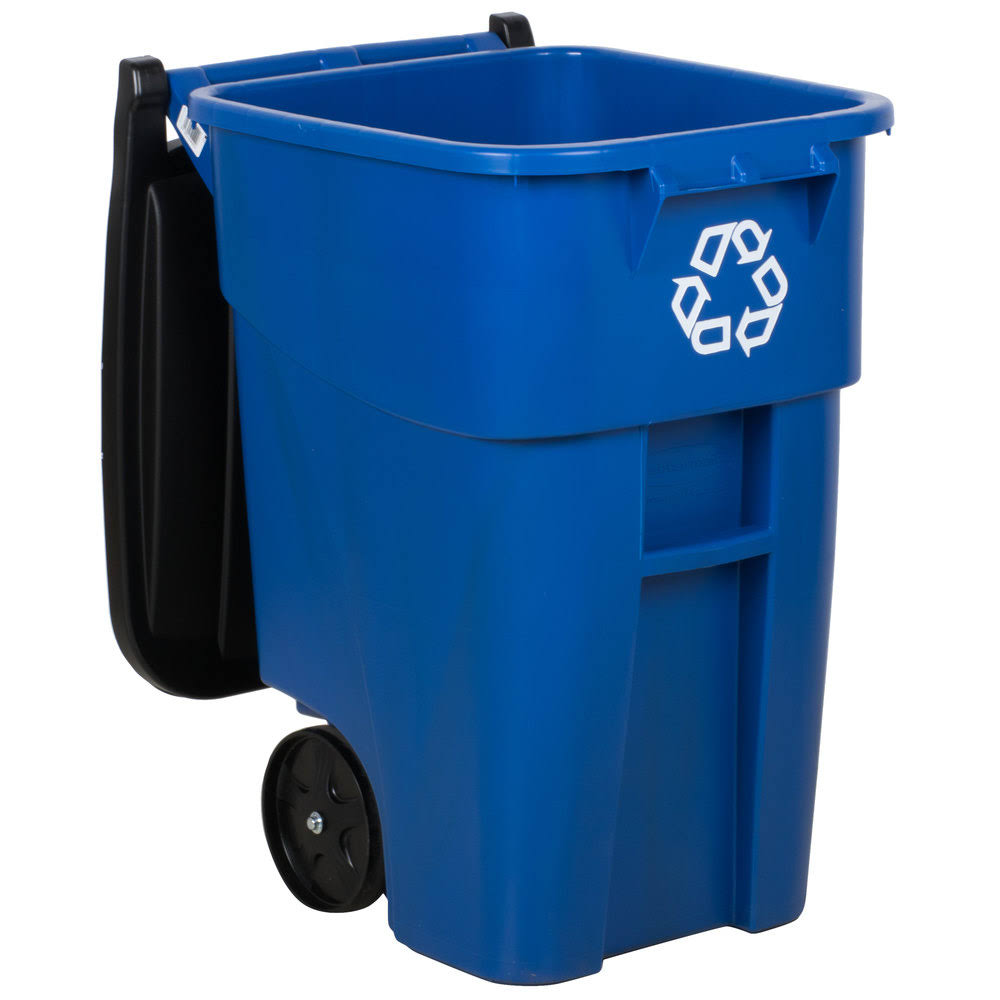 Blue 50 Gallon Recycling Rollout Container with Lid Y615444