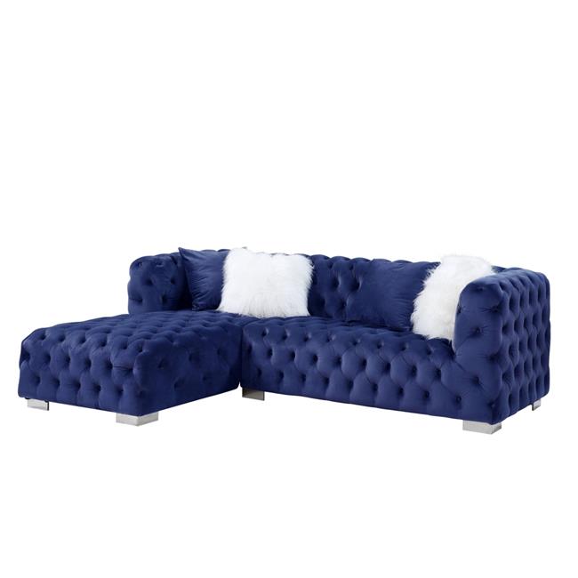 Velvet L Shaped Seating Component, Blue - 2 Piece Z240918