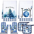 6 Pcs Christmas Kitchen Towel Oven Mitts and Pot Holders Set F604365